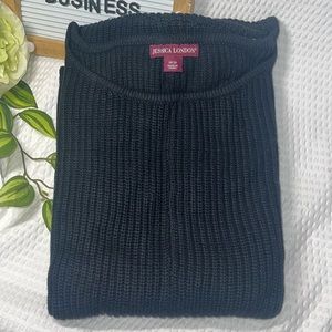 Jessica London Women's Plus Size knitted  Crewneck Shell Short Sleeve Sweater